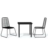Kaorsrow 3 Piece Patio Dining Set, Black Outdoor Table and Chairs for Garden and Balcony, Includes 31.5 Inch Glass Top Square Table and 2 PE Rattan Chairs, Bistro Set for Small Spaces