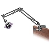 Gooseneck Bed Phone Holder for Magsafe iPhone Stand, Desk Magnetic Phone Arm Mount with Clamp, Adjustable Bedside Laying Down Tablet Mount Compatible with Kindle iPhone 15 14 13 12