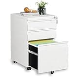 Tivostaral 3 Drawer Mobile File Cabinet with Lock, Fully Assembled Except Casters, Under Desk Metal Filing Cabinet for Home Office Organization, Fits Letter/Legal/A4