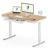 FLEXISPOT Comhar Electric Standing Desk with Drawers Charging USB Port, Height Adjustable 48" Whole-Piece Quick Install Home Office Computer Laptop Table with Storage (Maple Top + White Frame)