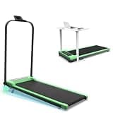 Walking Pad with Incline and Handle Bar, Foldable Treadmills, 2.0HP Quiet Compact Treadmill, Portable Under Desk Treadmill with Remote Control for Home Office Small Spaces (Green)