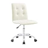 Modway Prim Ribbed Armless Mid Back Swivel Conference Office Chair In White