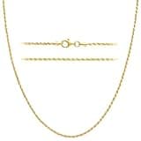 KISPER Solid 18K Gold Over 925 Sterling Silver Italian Diamond-Cut 1.5mm Braided Rope Chain Necklace - for Men & Women with Lobster Clasp - Made in Italy, 20"