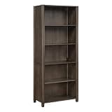 OSP Home Furnishings Wembley Contemporary 5-Shelf Bookcase for Home Office, Dark Burnt Ash Finish, 30x15.25x72.25 Inch