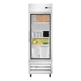 Pemberly Row 27" Commercial Convertible Refrigerator/Freezer, Glass Door, 23 Cu. Ft., Freestanding Stainless Steel, Adjustable Shelves, Bright LED Lighting, Digital Temperature Display for Food