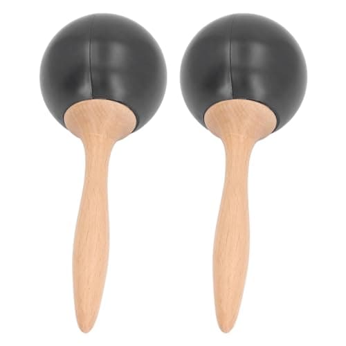Generic 2PCS Sand Hammer, Adult Maracas Shaker Hand Percussion Instrument with Beech Wood Handle and Iron Sand, for Party Concert Stage Performance (Black Wood Color)