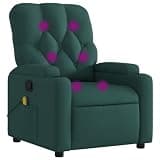 KTPRTOCK Manual Reclining Chair with 6 Massage Points, Vibration Massage Recliner Dark Green Fabric, 135-Degree Tilt, Cup Holders and Side Pocket