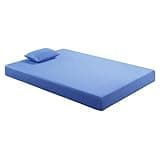 7inch Full Mattress and Pillow Set Breathable Fabric Gel-Infused Memory Foam Mattress, Blue, Mattress in a Box