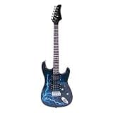 Electric Guitar with Blue Lightning Graphic, 39 Inch, Basswood Body, Maple Neck, 22 Frets, with Bag, Strap, and Cable