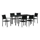 Afuera Living 7-Piece Powder-Coated Steel Garden Dining Set, Black Finish, Weather-Resistant UV-Protected Materials, Seating for 6, Modern Outdoor Patio Furniture for Spring and Summer