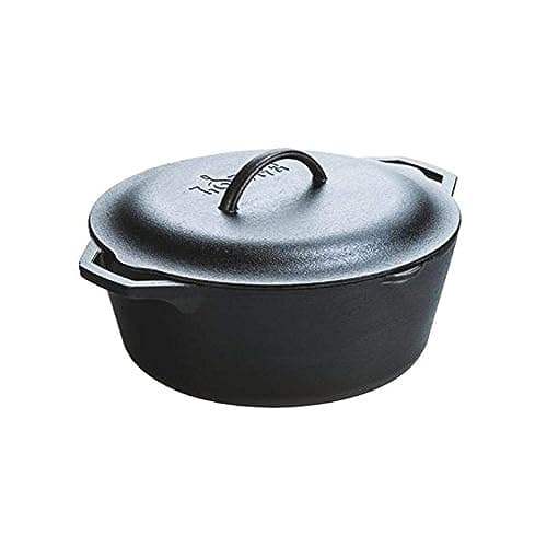 Lodge Cast Iron Dutch Oven 7 Quart - Loop Handle Cooking Vessel - Even Heat Retention - Oven-Safe, Versatile Pot