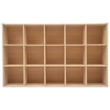 XIJIE 15 Cubes Solid Wood Freestanding Bookcase, Floor Display Rack for Books Crafts Collectibles