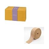 PurpleEssences Solid Cloth Napkins - 18 x 18 Inch - Set of 12 - Jute Burlap Hemmed Edges Ribbon - 1.5 ” Width, 10 Yards - Golden Yellow and Natural
