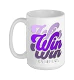 Purple and Golds Win On Repeat-golds & Purple Graphic Ceramic Mug, White, 15oz