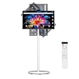 VLH 27 Inch Smart Portable TV, FHD Touch Screen Rolling Monitor on Wheels, Android 15, 6GB +128GB, Wireless Tablet Display, EDLA-Certified, 4K Hidden Camera, 27000mAh Battery, Voice Remote Control