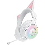 Razer Kraken Kitty V3 Pro Wireless RGB Gaming Headset: Chroma RGB Kitty Ears - 2.4 GHz, Bluetooth 5.3, USB A - Super Wideband Mic - 40mm Drivers - THX Spatial Audio - Comfortable Ear Cushions - White