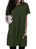 KISSMODA 2026 Lightweight Hoodies for Women Short Sleeve Tunic Tops Summer Thin Hoodies for Leggings Long Tunics Dress with Pockets Green XXL