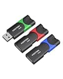 KOOTION 128GB Flash Drive 3 Pack USB Flash Drives Multicolor USB Drive Retractable Thumb Drive USB 2.0 Flash Drive Zip Drives High Speed Jump Drives with LED Indicator - 3Pack (Red, Green, Blue)
