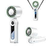 Neliangia Handheld Portable Ice Cooling Fan USB Rechargeable, Mini Personal Pocket Turbo Fan 22000 RPM 1-199 Speed 4000mAh with LED Flashlight, Small Fan for Indoor Outdoor Office, White