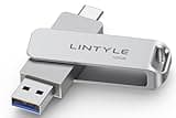 LINTYLE 128GB External SSD Solid State Flash Drive, Up to 450MB/s, USB 3.2 Gen1, Dual Type-C & USB A, Metal Swivel Design, External SSD Thumb Drive for iPhone, Android, PC, Mac, Tablet, TV
