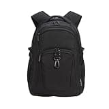 Amazon Basics Travel Laptop Backpack with Multiple Pockets and Compartments for 15.6 inch Laptop, Water Resistant, Spacious with Padded Shoulder Straps, Black