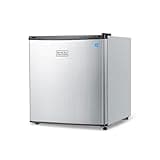 BLACK+DECKER 1.7 Cu. Ft. Compact Refrigerator, ENERGY STAR Certified, Single Door Mini Fridge with Chiller Compartment, Personal Fridge for Home or Dorm Room, R600a Refrigerant, BCRK17V,Stainless Look