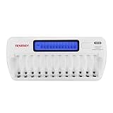 Tenergy TN160 12-Bay Smart Battery Charger: LCD Display and Refresh Function for AA or AAA NiMH and NiCd Rechargeable Cells with AC Wall Adapter