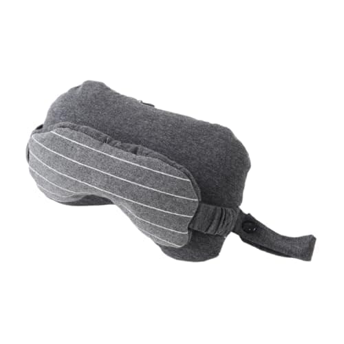 Cabilock 2-in-1 Eye Mask and U-Shaped Neck Support Pillow with Sweat-Absorbent Foam Beads, Deep Gray Sleeping Pillow for Travel, Home, and Office Rest