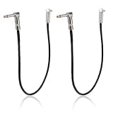 Goktvai 4pcs Guitar Patch Cables, 50cm/20in Right Angle Guitar Patch Auxiliary Cable Instrument Effect Pedal Board Connector Cords for Electric Bass Mixer Perform