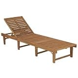 TUERYAFEK Folding Sun Lounger with Adjustable Backrest, Solid Acacia Wood Outdoor Lounger with Water-Resistant Polyester Cushion, 78.7 x 24.0 x 11.8 Inches, Rustic Charm for Garden Balcony
