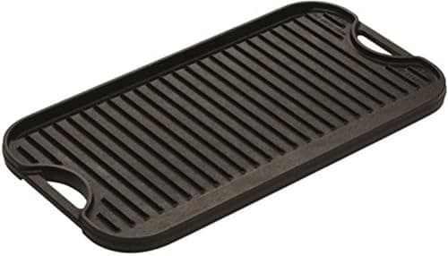 Lodge Pro-Grid Reversible Grill/Griddle - 20 Inches x 10.5 Inches - Dual-Sided Cast Iron Griddle - Double Burner Grill - Even Heat Distribution - PFAS-Free Non-Toxic Cookware