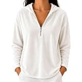 Women's Half Zip Velvet Sweatshirt Long Sleeve Casual Pullover Tops