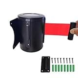 Retractable Wall Mount Queue Barrier, 32ft Safety Cordon with Black Steel Case Safebreak System, Ideal for Crowd Control Event Management