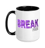 Purple Color BREAK/Free Purple Graphic Ceramic Mug, Black/White, 15oz