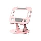 AHXIPHWSG Portable Hollowed Out Tablet Stand 360° Rotating Adjustment Aluminum Alloy Desktop Bracket(258-1-Pink)
