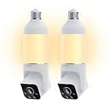 WYZE Bulb Cam Security Camera, 2K HD Outdoor Light Bulb Camera, Color Night Vision, Dimmable LED Bulb, Motion Detection, Siren Alarm, Works w/Alexa/Google Assistant (2 Pack)