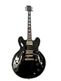 Semi-Hollow Body Electric Guitar, Classic Black with F-Holes & Dual Humbuckers, Full Size 6-String for Jazz Blues Rock (Guitarra Eléctrica)