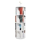 piiyayca 4 Tier Rotating Bookshelf, 360 Degree Spinning Bookcase Tower for Space Saving Storage, White Round Revolving Shelf, for Children's Room Living Room Office Corner Organizer