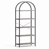 Chic Muse Arched Bookcase 71 Inch Tall, 5 Tier Contemporary Standing Shelf in Grey, Modern Bookshelf for Living Room & Bedroom Storage