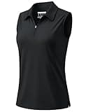 MAGCOMSEN Polo Shirts for Women Sleeveless Golf Tank Tops 1/4 Zip Quick Dry Workout UV Protection Tops Athletic Black M