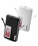Miady 2-Pack Small Portable Charger UL Listed, 5000mAh Slim Power Bank Built-in 2 Cables Lightweight Travel Battery Pack 3 Outputs 2 Inputs Compatible with iPhone 17/16/15/14/13 Galaxy S24/S22 etc