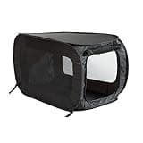 Beatrice Home Fashions Portable, Collapsible, Pop Up Kennel Travel Cat and Dog Crate, 24" L x 16.6" W x 16" H, Black