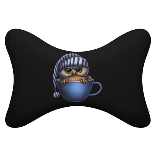 Owl Hat Coffee Cup Universal Car Pillow Set Soft Comfortable Auto Neck Pillow Headrest Pillows for Neck Support