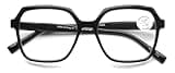 V.W.E. Women’s Square Progressive Clear Lens Reading Glasses – No Line Multifocus Readers – Zero Power on Top (Black, 1.25, x)