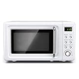 Retro Countertop Microwave Oven 0.7Cu.ft 700-Watt Cold Rolled Steel With Time Setting Glass Turntable Plate Pre-Programmed Cook