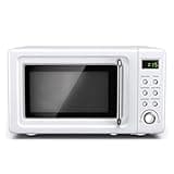 Retro Countertop Microwave Oven 0.7Cu.ft 700-Watt Cold Rolled Steel With Time Setting Glass Turntable Plate Pre-Programmed Cook