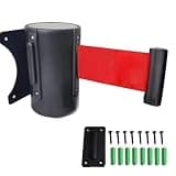 Retractable Wall Mount Queue Barrier - 2M/3M/5M/10M Safety Cordon for Crowd Control, Durable Black Casing with Weather-Resistant Red Belt, Ideal for Events Public Spaces