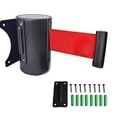 Retractable Wall Mount Queue Barrier - 2M/3M/5M/10M Safety Cordon for Crowd Control, Durable Black Casing with Weather-Resistant Red Belt, Ideal for Events Public Spaces