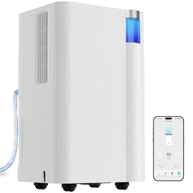 Uthfy 3000 Sq. Ft Dehumidifier for Basement with WiFi, Max 38 Pints Dehumidifier for Home with Drain Hose, 24H On/Off Timer, 3 Color Ambient Light, Child Lock,Auto Deforest, Quiet for Bedroom,Bathroom