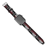 Sport Band Compatible with Apple Watch Bands 42mm 44mm Women Girls, Red Line Flag Firefighter Art Watch Bands for Series 5 4 3 2 1